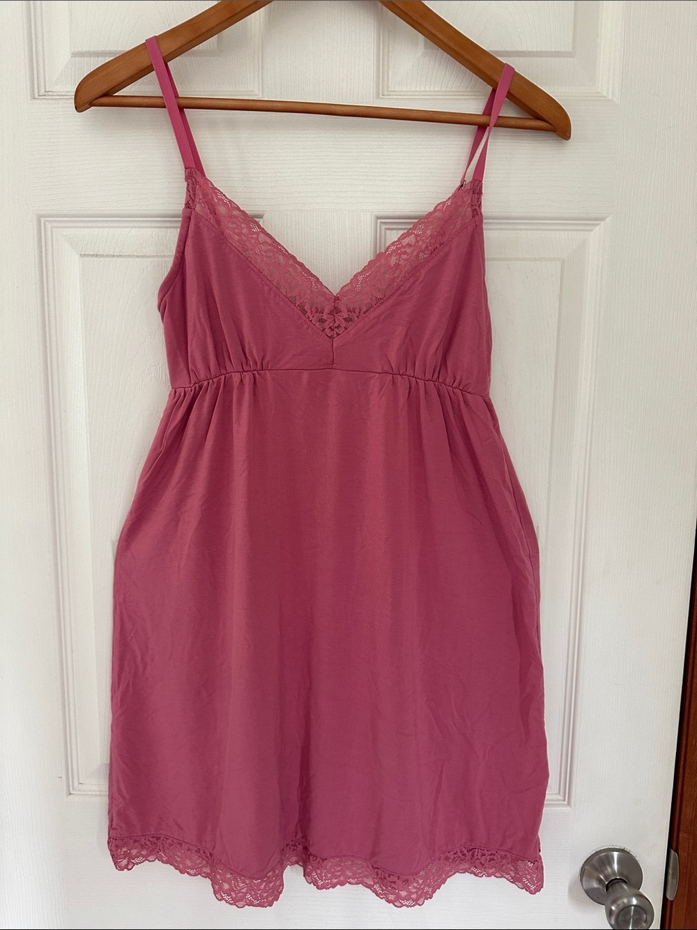 State of Day Lace-Trim Chemise Slip in Mauve Pink contains 93 percent Modal